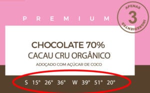Ver exemplo rótulo com localização geográfica chocolate orgânico e fino Localização geográfica chocolate orgânico e fino