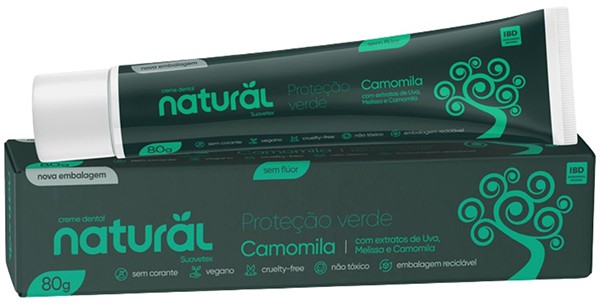Pasta ou Creme Dental Natural Sem Flúor Camomila - 80g - Contente - Contente Natural