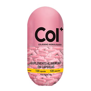 Col+ Colágeno Hidrolisado Com Vitamina C e Zinco 120 Cápsulas 400mg - Nutriex Polimais Col+ Colágeno Hidrolisado Com Vitamina C e Zinco 120 Cápsulas 400mg - Nutriex Polimais