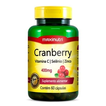 Cranberry + Vitamina C Selênio e Zinco 400mg 60 Cápsulas - Maxinutri Cranberry + Vitamina C Selênio e Zinco 400mg 60 Cápsulas - Maxinutri