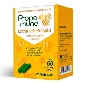 Propomune Extrato de Própolis, Vit. C e Zinco 60 Cápsulas 400mg - Maxinutri Propomune Extrato de Própolis, Vit. C e Zinco 60 Cápsulas 400mg - Maxinutri