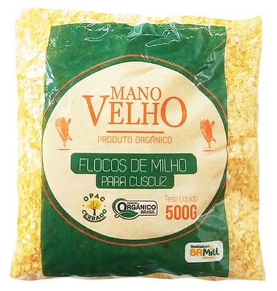 Flocos De Milho Orgânico , Não Transgênico e Sem Glúten Para Cuscuz 500g - Mano Velho Flocos De Milho Orgânico , Não Transgênico e Sem Glúten Para Cuscuz 500g - Mano Velho